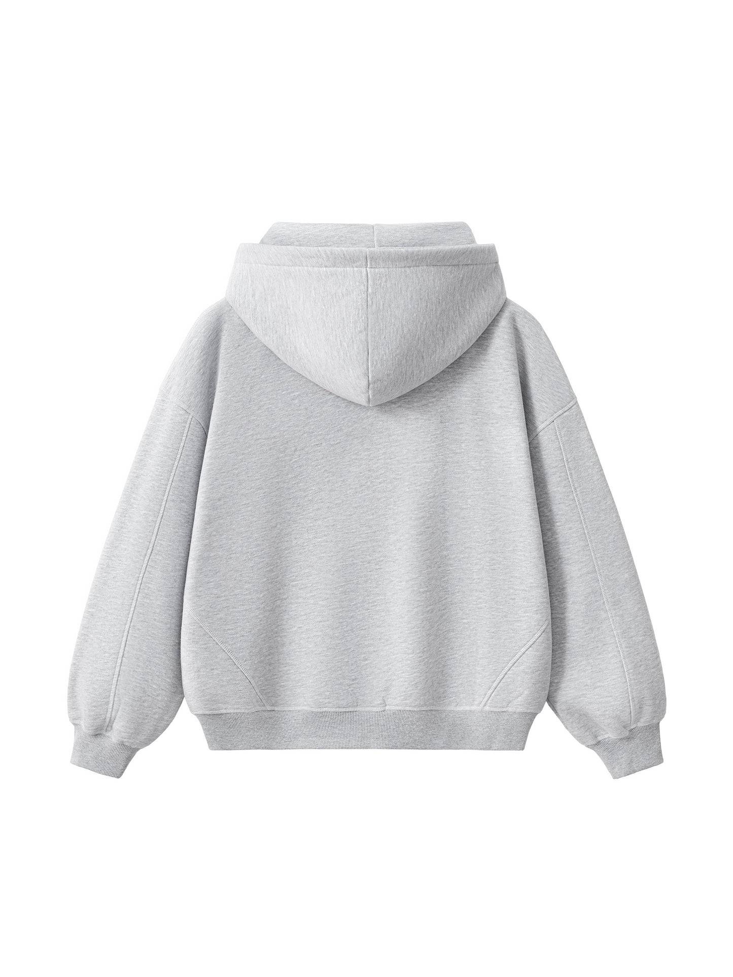 Áo hoodie lông cừu hộp có khóa kéo khâu tương phản