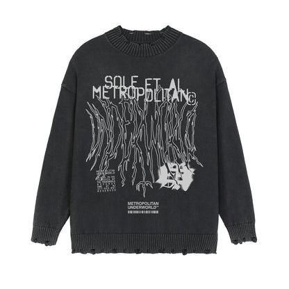 Vintage Washed Hand-Frayed Sweater