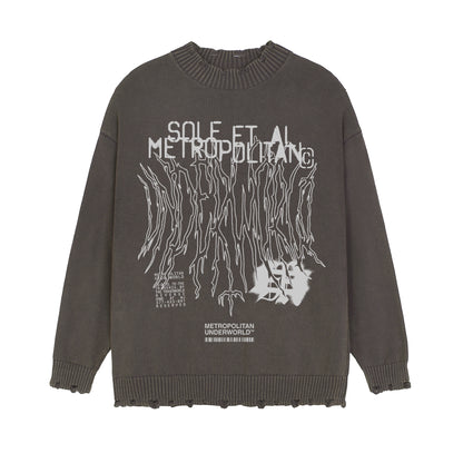 Vintage Washed Hand-Frayed Sweater
