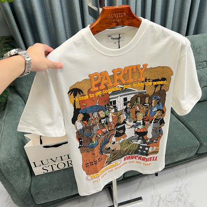 Short-sleeved T-shirt printed with hip hop