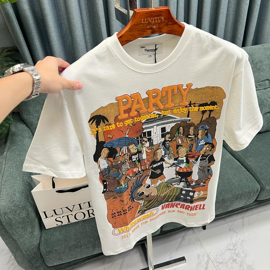 Short-sleeved T-shirt printed with hip hop