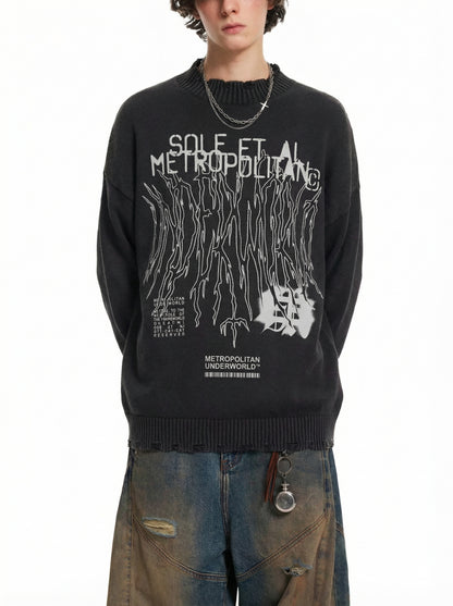 Vintage Washed Hand-Frayed Sweater