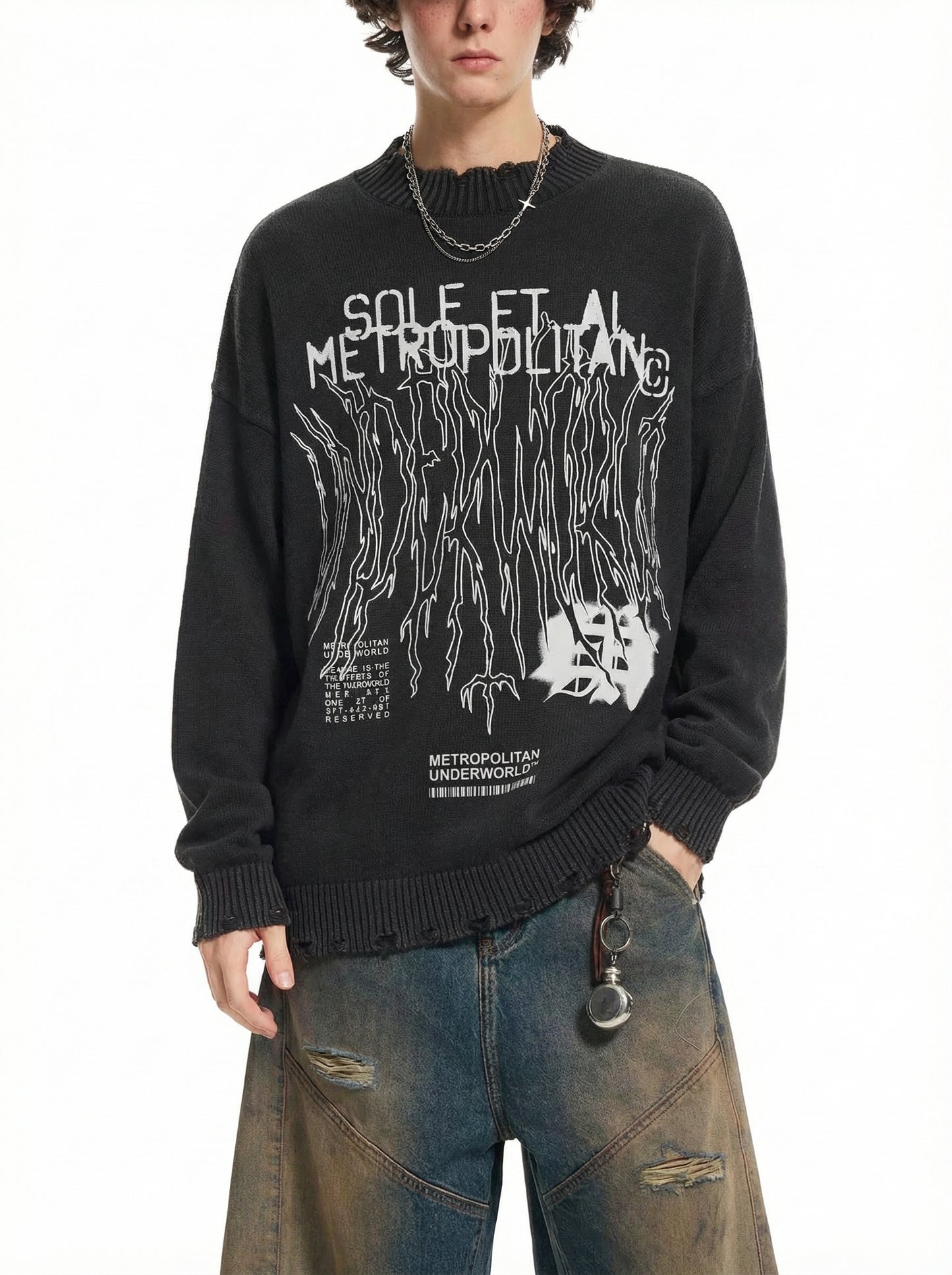 Vintage Washed Hand-Frayed Sweater