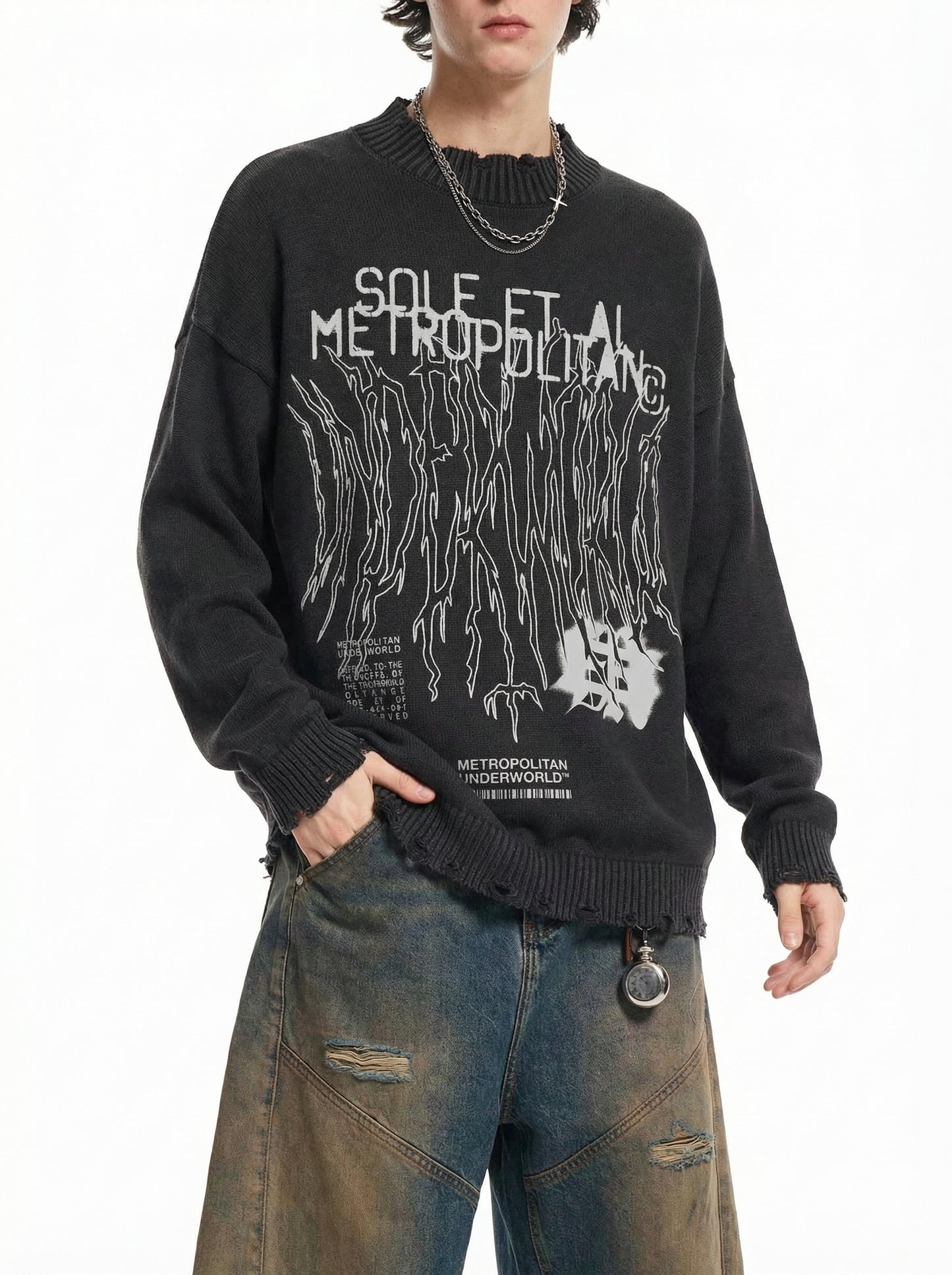 Vintage Washed Hand-Frayed Sweater