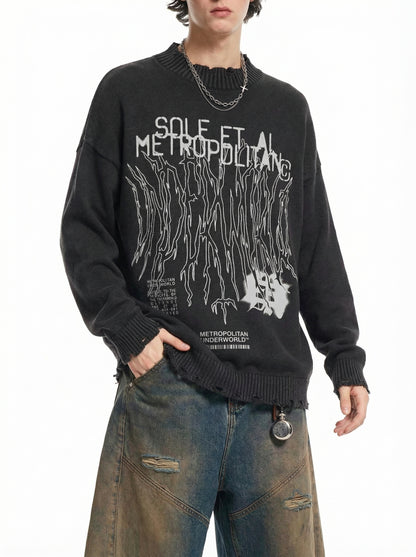 Vintage Washed Hand-Frayed Sweater