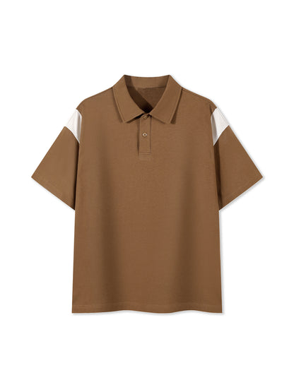 Contrast Panel Cotton Polo Shirt