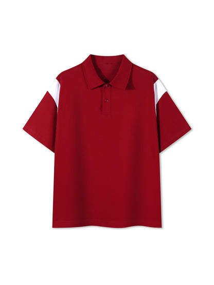 Contrast Panel Cotton Polo Shirt