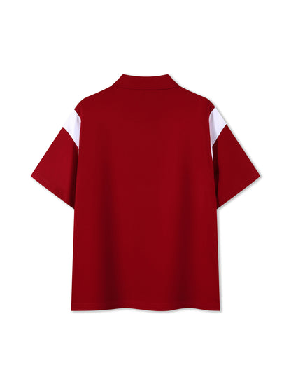 Contrast Panel Cotton Polo Shirt