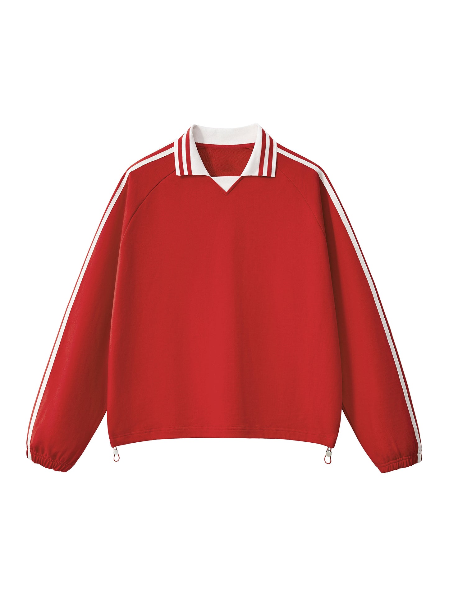 Contrast Striped Lapel Collar Sweatshirt