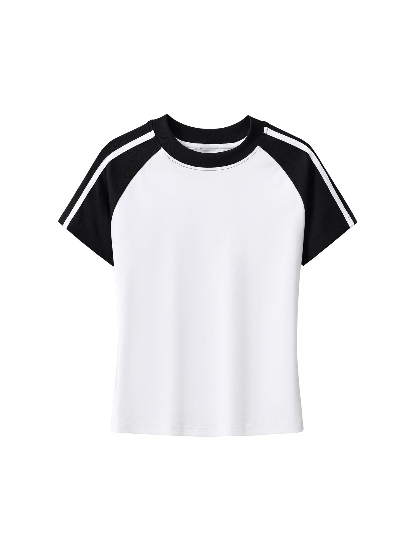 Contrast Stripes Bodycon Raglan  Sleeve T-Shirt