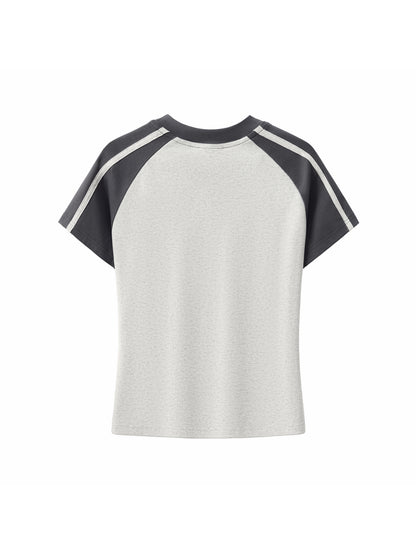 Contrast Stripes Bodycon Raglan  Sleeve T-Shirt