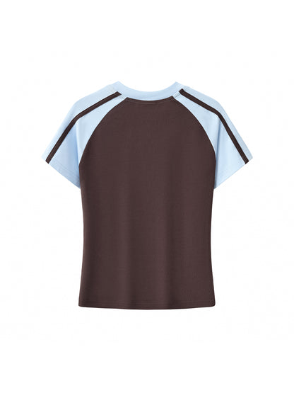 Contrast Stripes Bodycon Raglan  Sleeve T-Shirt