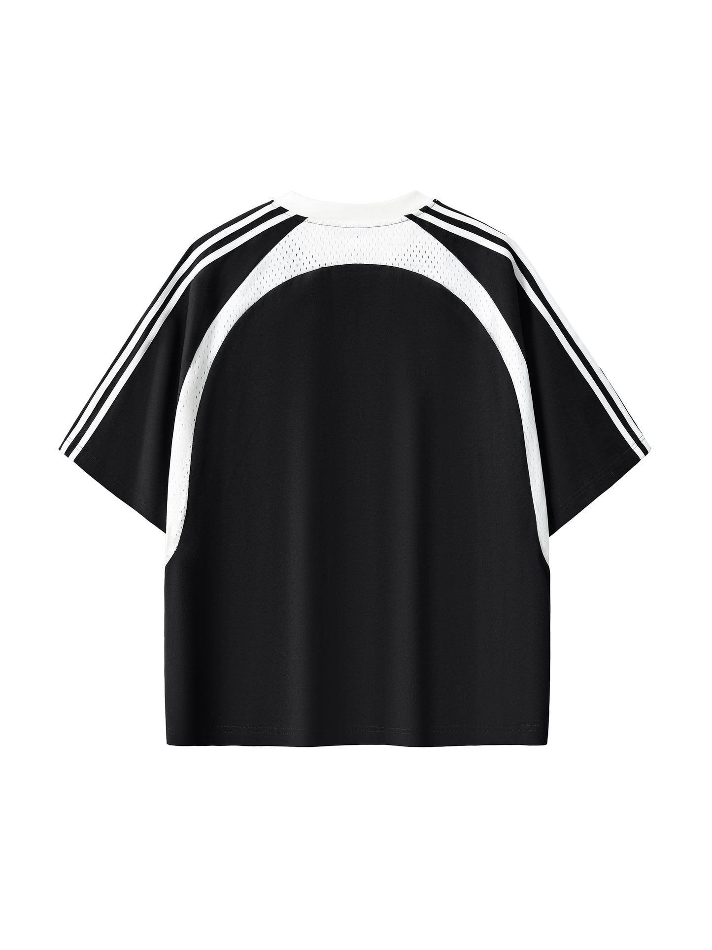 Contrast Stripes Panel Mesh T-shirt