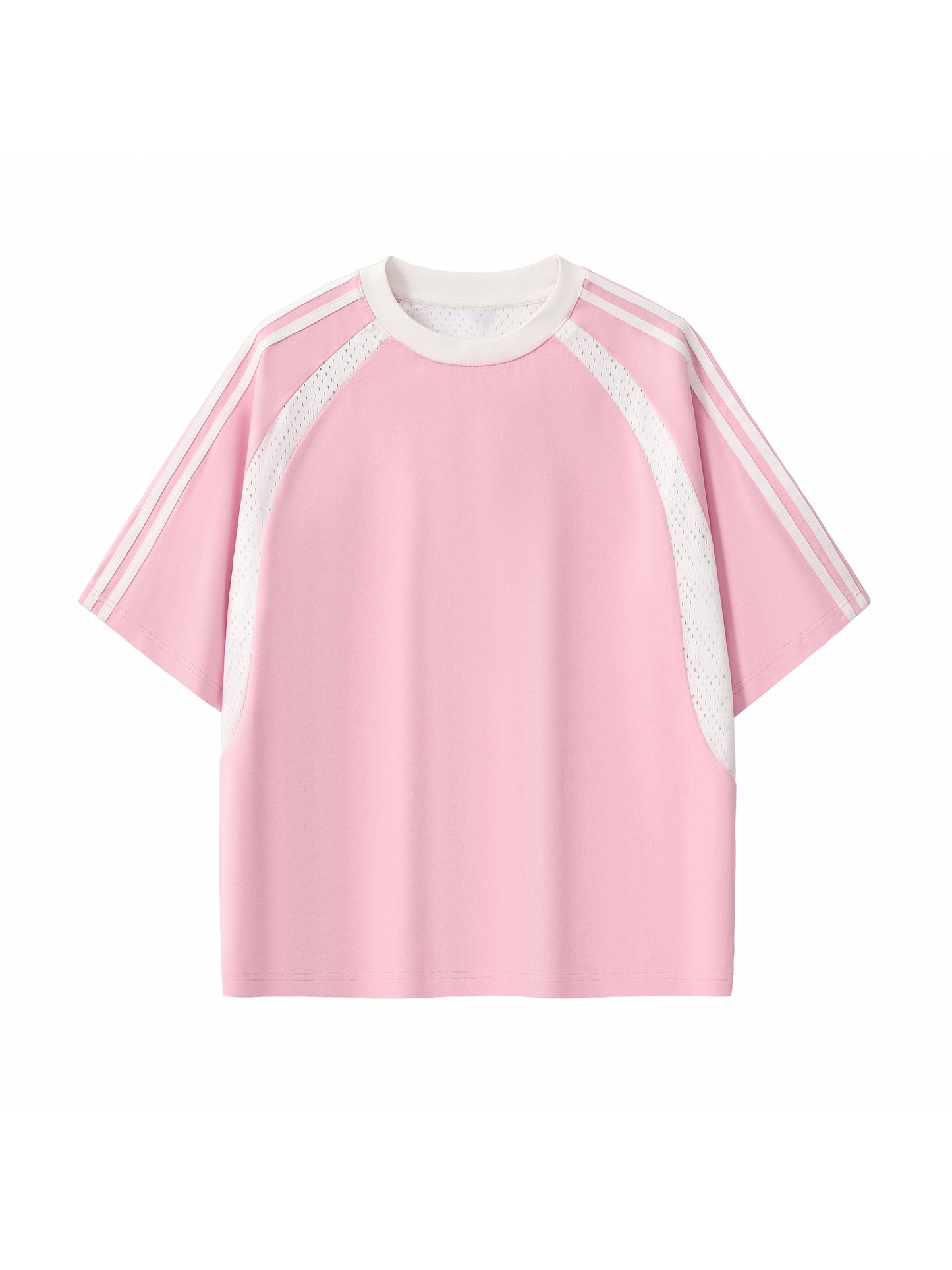 Contrast Stripes Panel Mesh T-shirt