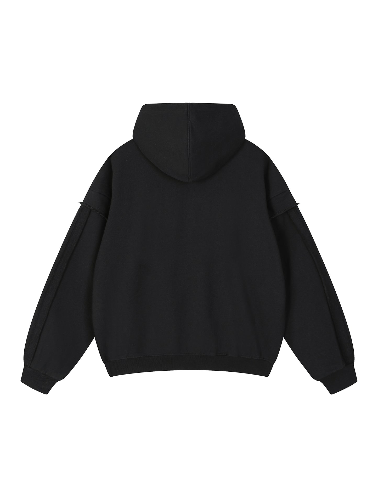 Contrast Tape Raw Edge Double Layered Zip Hoodie