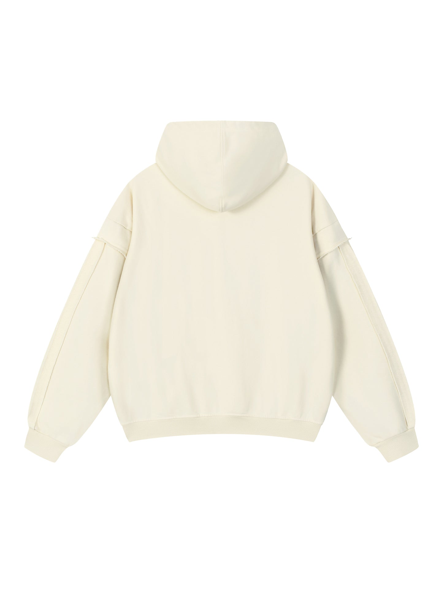 Contrast Tape Raw Edge Double Layered Zip Hoodie