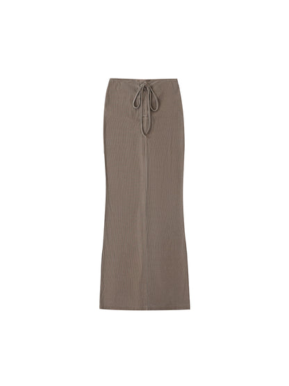 Gefärbter, gewaschener Maxirock mit Kordelzug