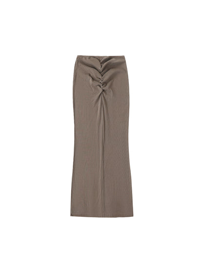 Gefärbter, gewaschener Maxirock mit Kordelzug