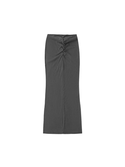 Gefärbter, gewaschener Maxirock mit Kordelzug