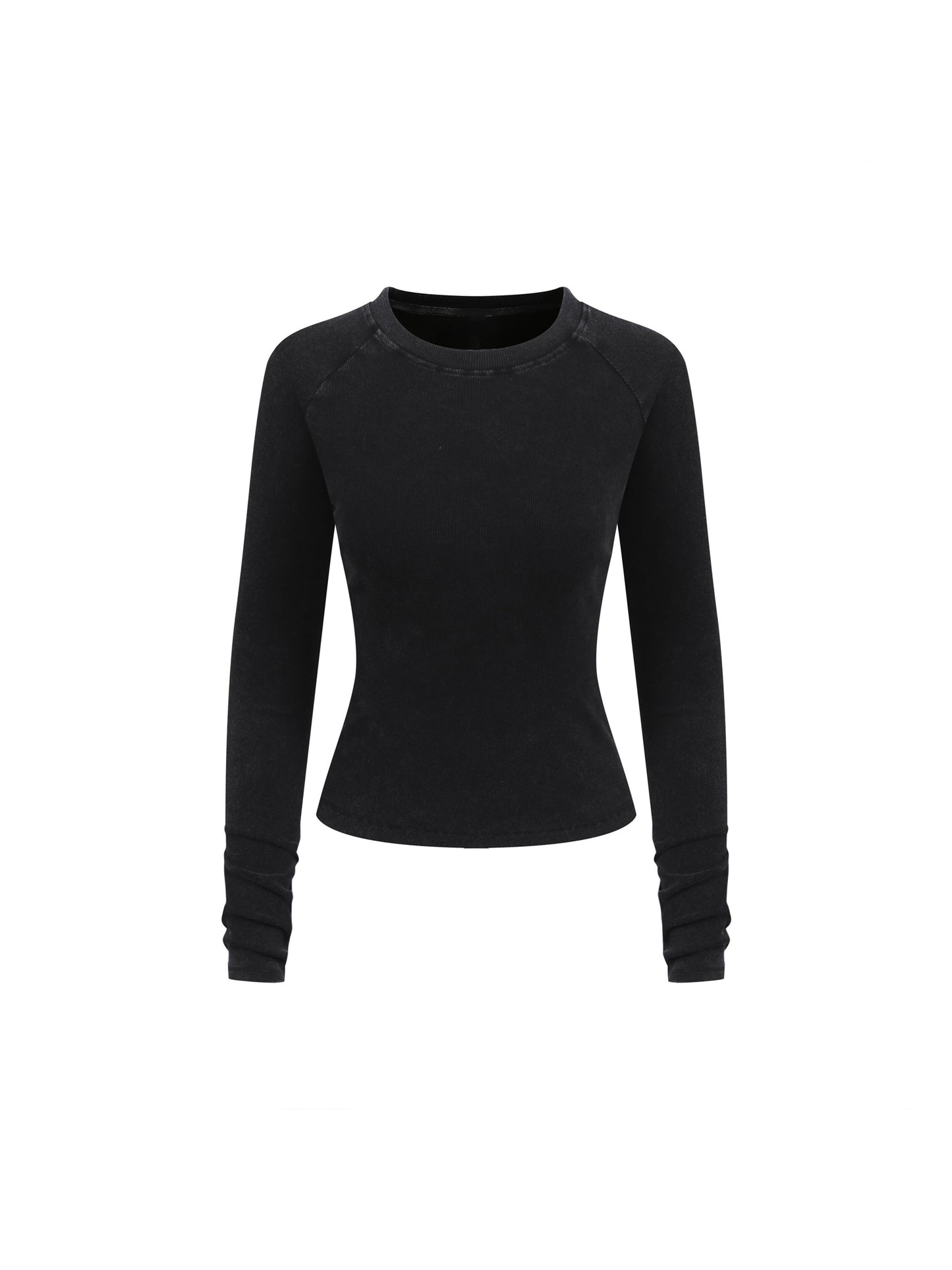 Dyed Washed Raglan Long Sleeve Slim T-Shirt