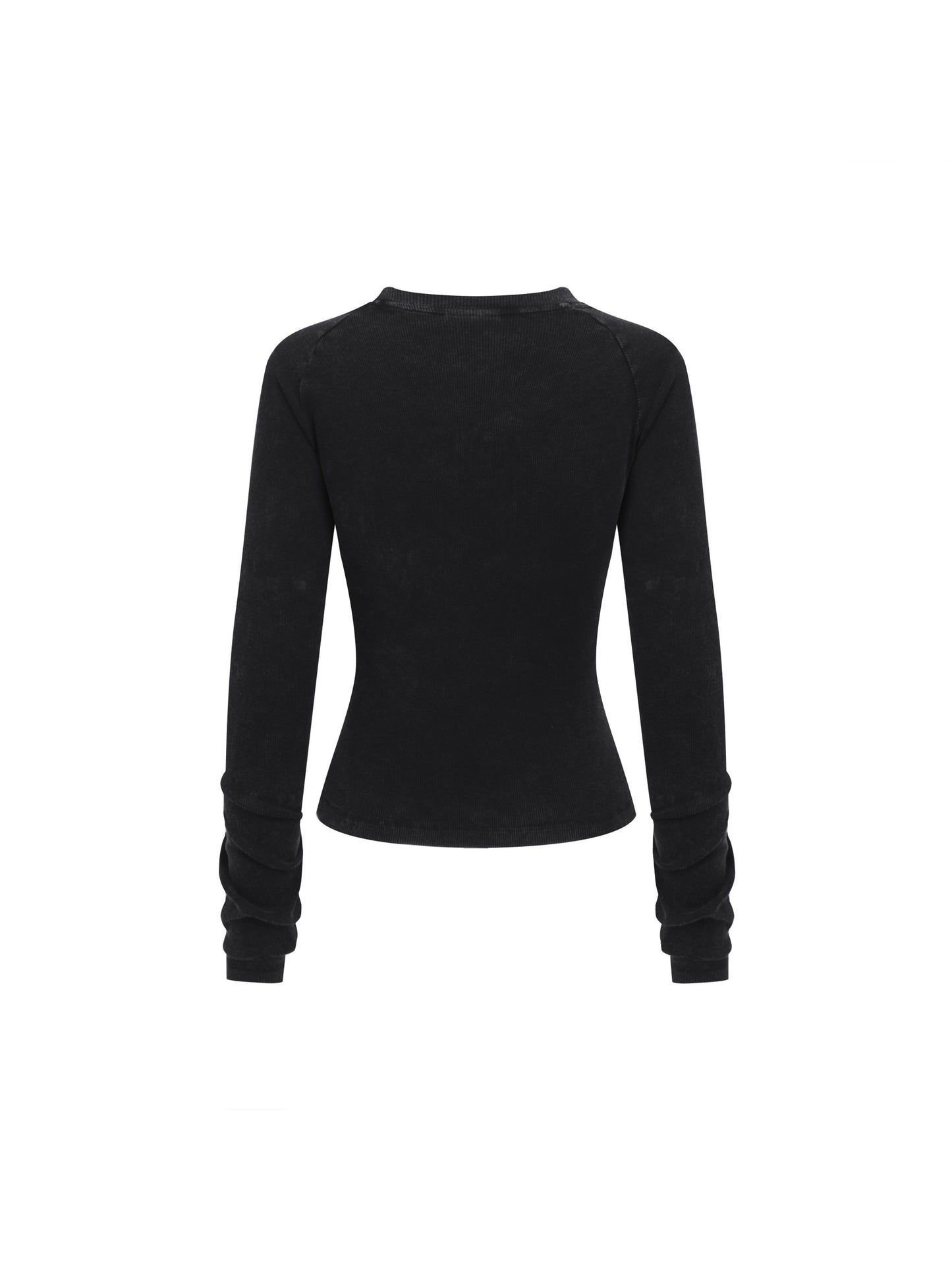 Dyed Washed Raglan Long Sleeve Slim T-Shirt