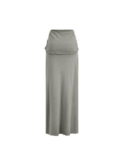 Dyed Washed Straight Hip-Hugging Slim Maxi Skirt