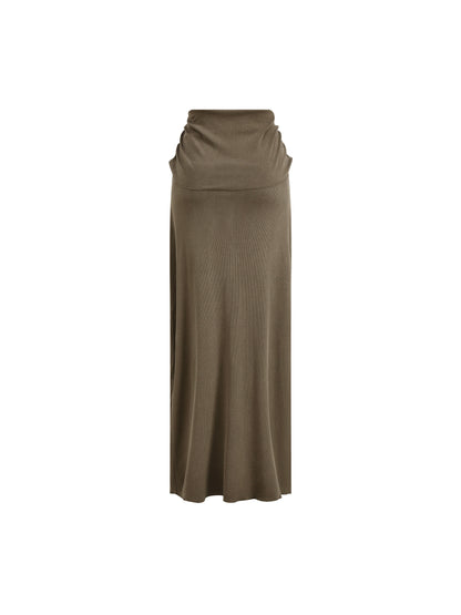 Dyed Washed Straight Hip-Hugging Slim Maxi Skirt