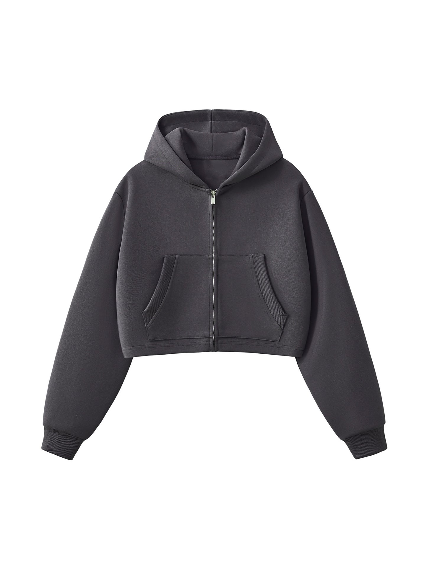 Essential Cropped Zip-Up Hoodie