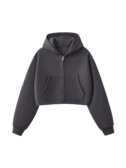 Essential Cropped Zip-Up Hoodie