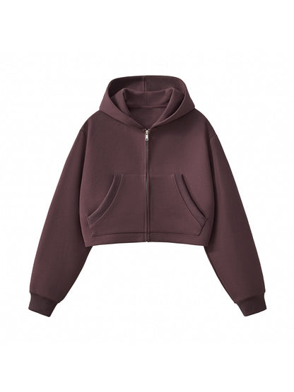 Essential Cropped Zip-Up Hoodie