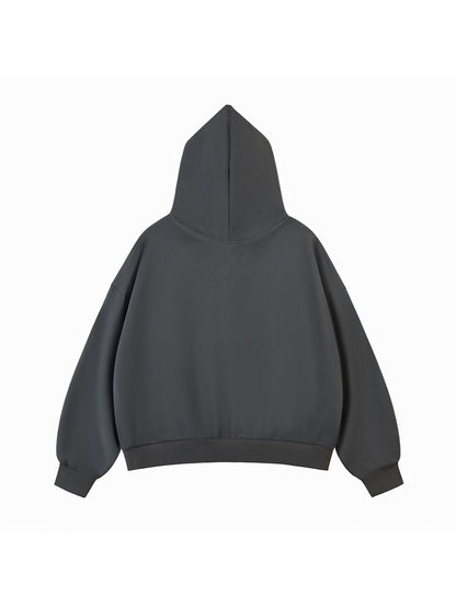 Fleeced Full-Zip Boxy Hoodie