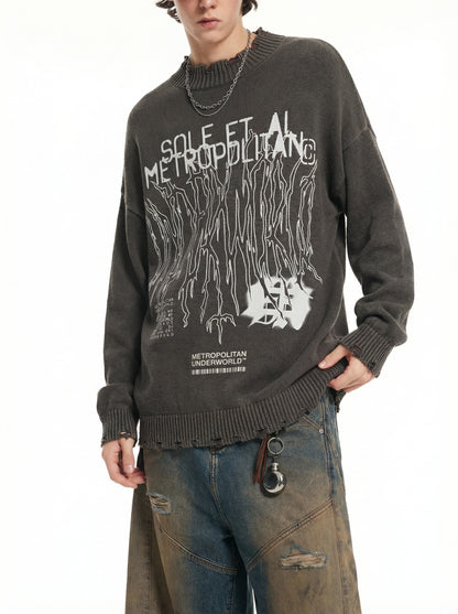 Vintage Washed Hand-Frayed Sweater