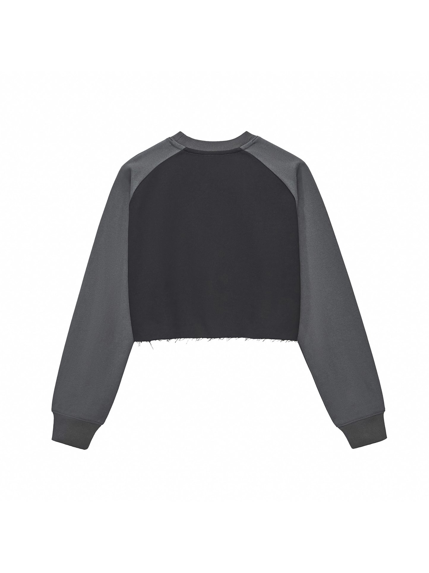 Raw-Hem Color-Block Raglan Crop Sweatshirt