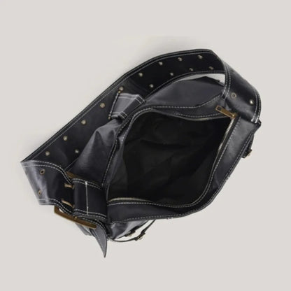 Y2K Distressed Buckle Slouchy Bag