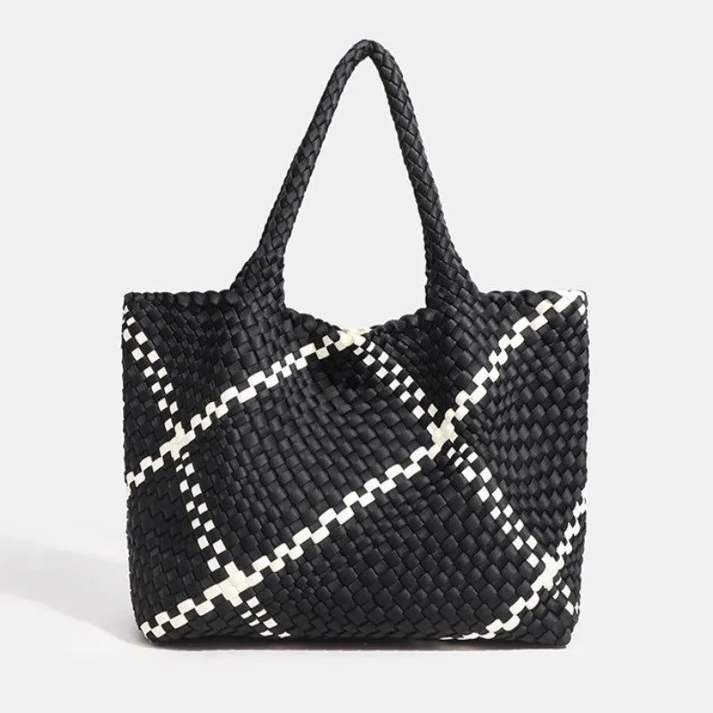 Oversized Woven Top Handle Bag