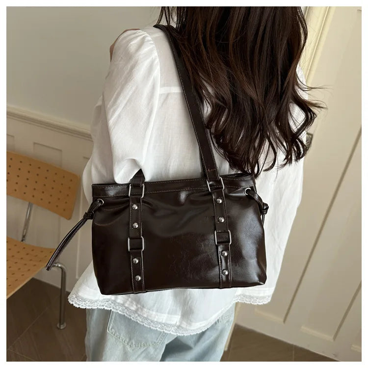 Women's Retro Leather Tote Bag