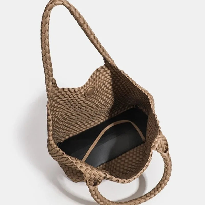 Oversized Woven Top Handle Bag