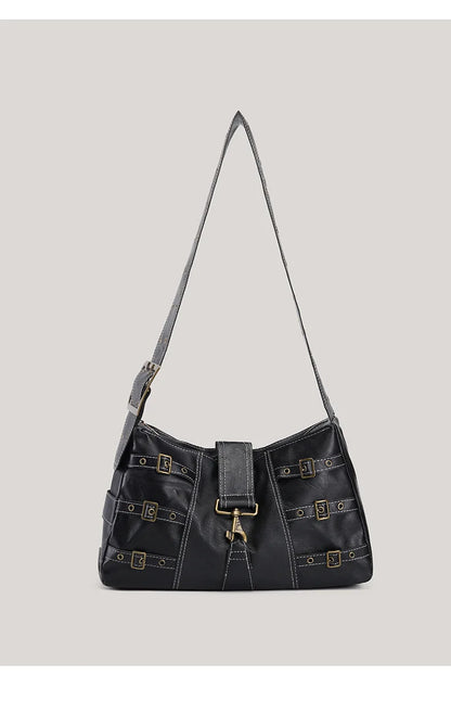 Y2K Distressed Buckle Slouchy Bag