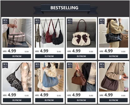 Y2K Studded Versatile Shoulder Bag