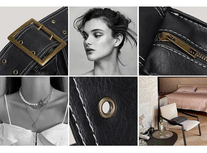 Y2K Distressed Buckle Slouchy Bag