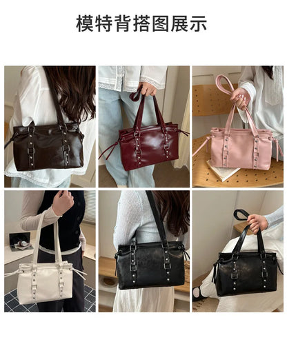 Women's Retro Leather Tote Bag