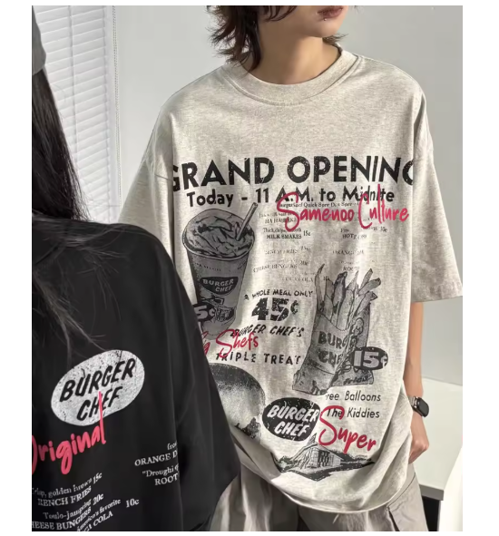 Vintage Print T-Shirt Punk High Street Basics Y2k Harajuku Aesthetic