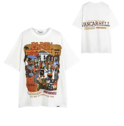 Short-sleeved T-shirt printed with hip hop