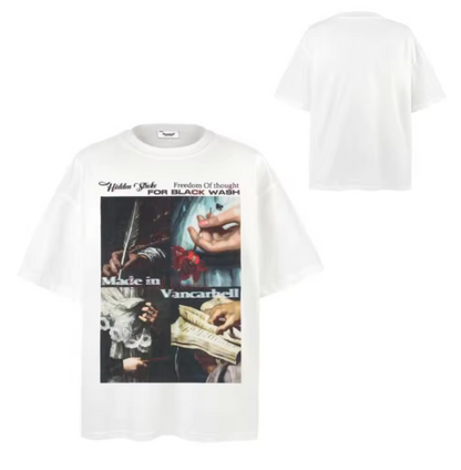 Short-sleeved T-shirt printed with hip hop