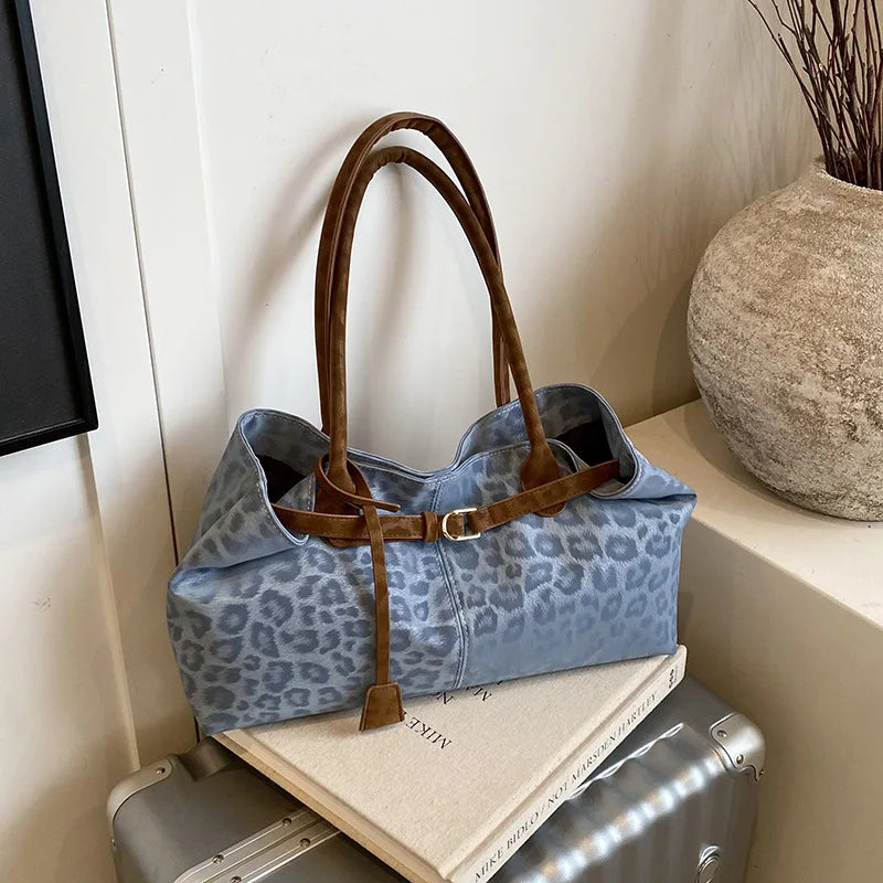 Leopard Print Slouchy Tote Bag