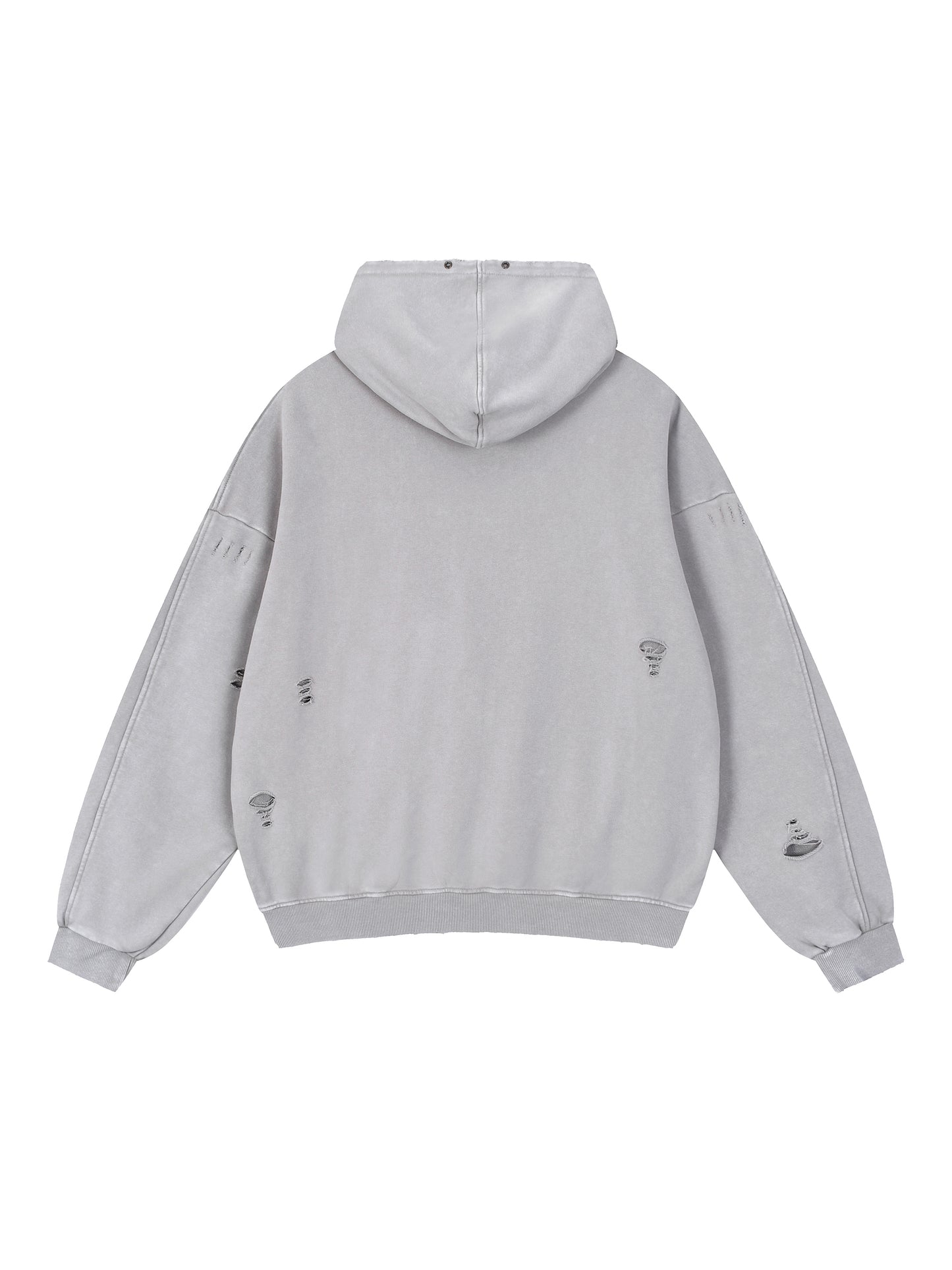 Snow Washed Distressed Panel Pocket Hoodie