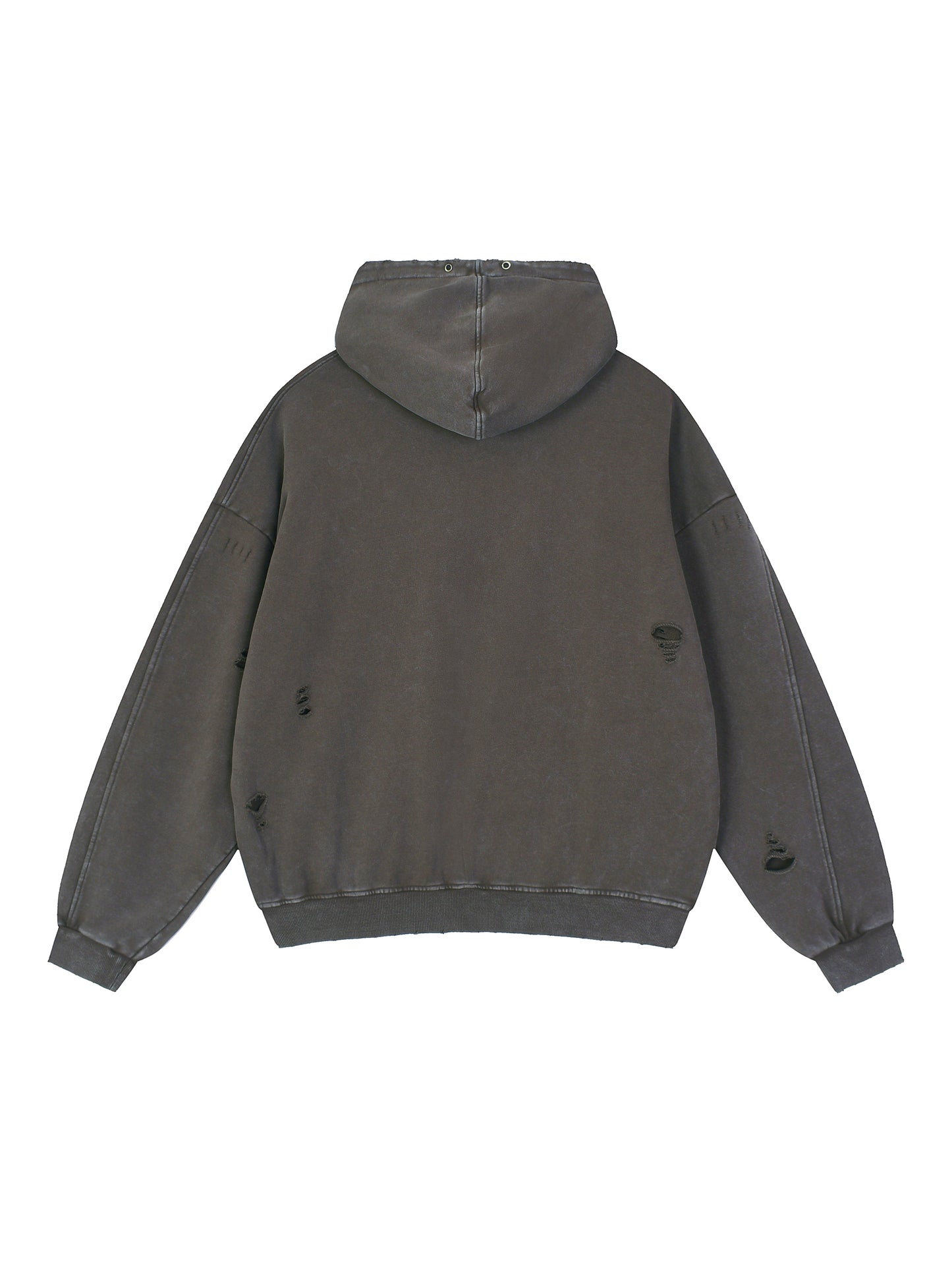 Snow Washed Distressed Panel Pocket Hoodie