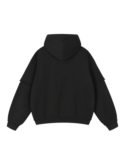 Snow Washed Raw Edge Double Layered Hoodie