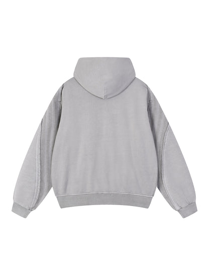 Snow Washed Tape Raw Edge Zip Hoodie