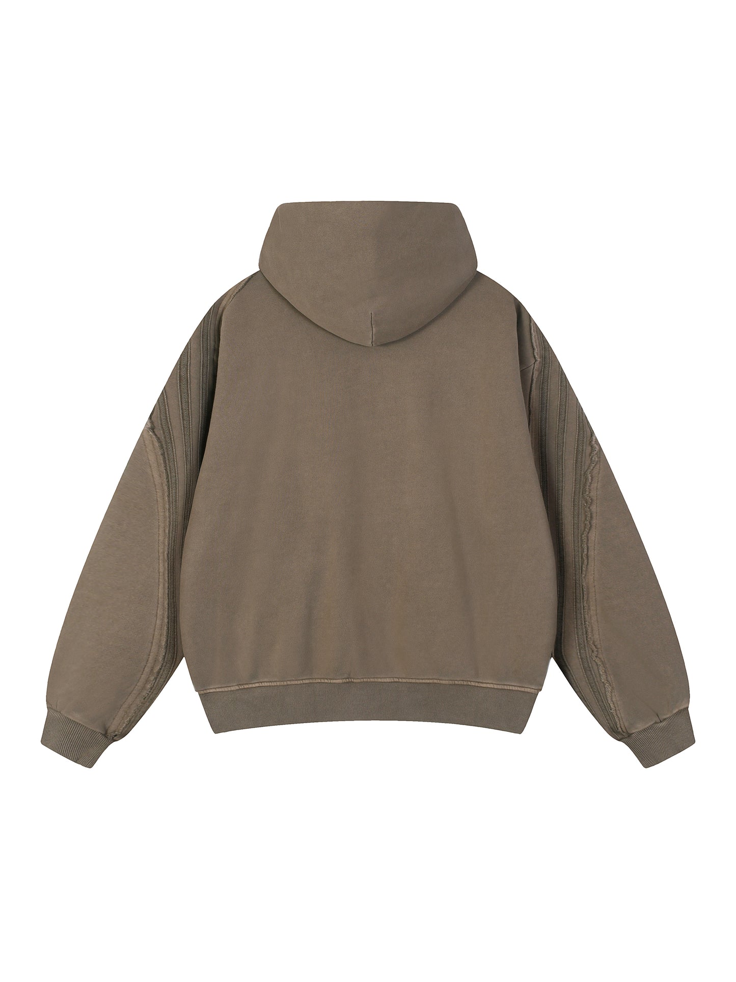 Snow Washed Tape Raw Edge Zip Hoodie